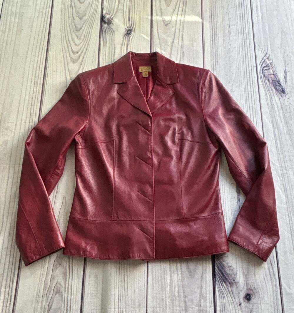 Vintage VTG CASLON Red Lambskin Leather Jacket SZ XS Moto Y2K Preppy Retro - Picture 6 of 12